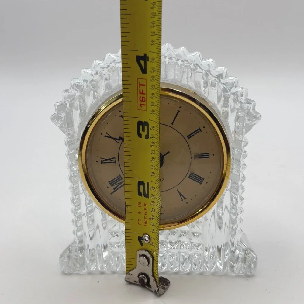 Vintage Imperial 24% Lead Crystal Quartz Mantel Clock AD 433 Tested & Working